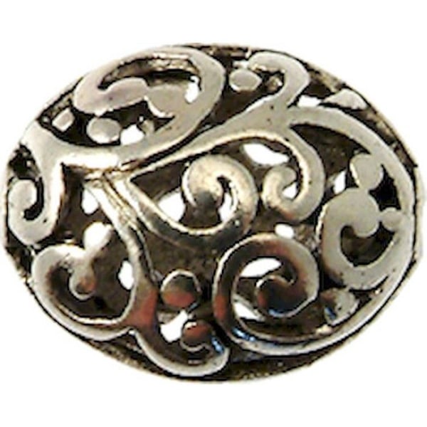 Oval metallpärla 17x13 mm Silverfärgad Silver