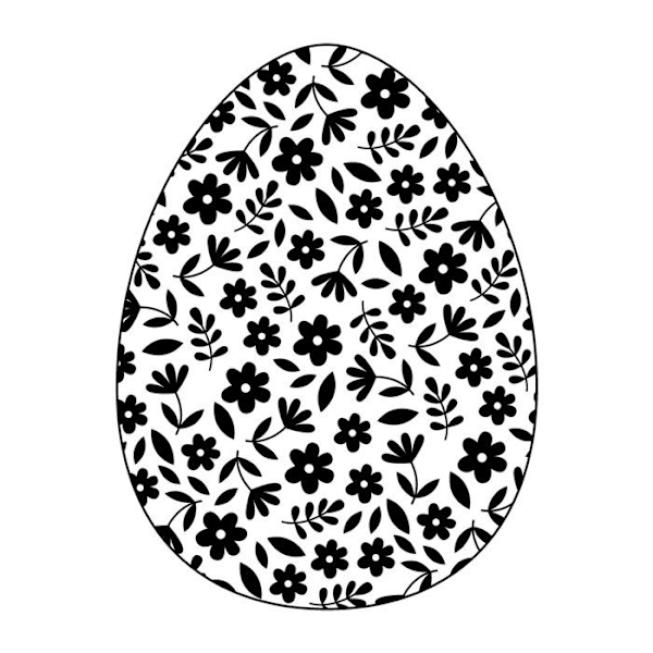 Stämpel i trä ägg med tryck blommor 5 x 7 cm