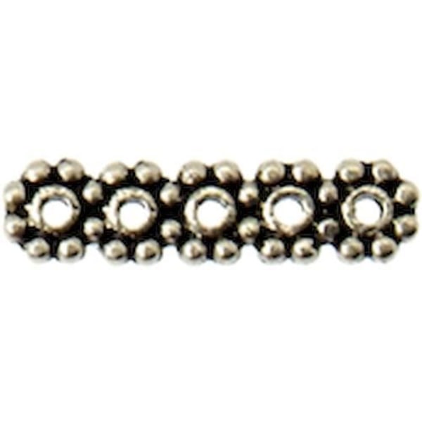 Perle metall Barette delare 5 rader Silver 10 stycken Silver