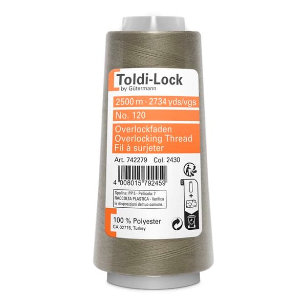 Fil Surjet spécial Overlock 2500m 100% polyester - Att 144 - 2430 - mastic Spackel