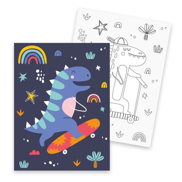 MégaCréa DIY - Måla efter nummer barn Dino rolig 18 x 24 cm 2 stycken