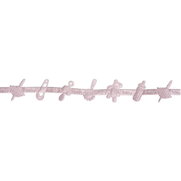 Satinband Mönster födelse Rosa 4 meter Rosa
