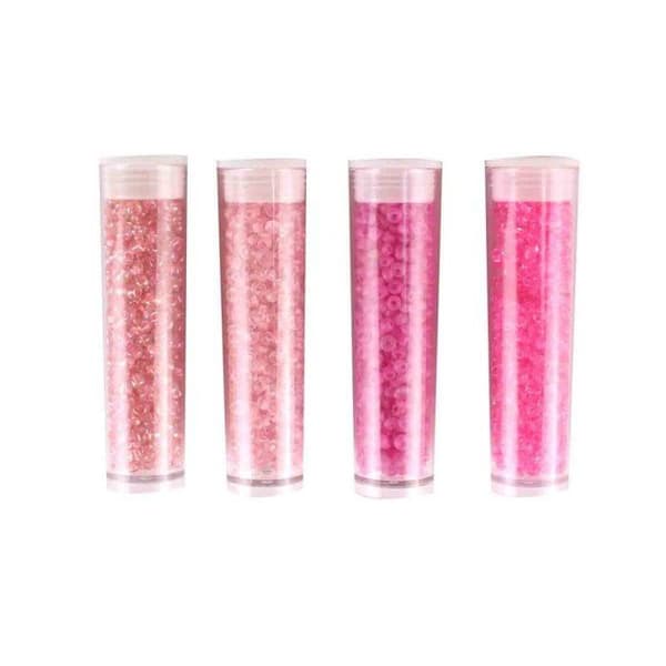 MégaCréa DIY - Rörpärlor 8 g Rosa 4 stycken Ros