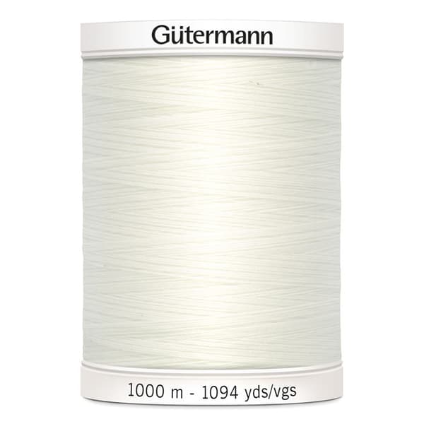 Lot om 5 spolar Polyestertråd 1000m Gutermann ref 701939 - Att 111 - bröllopsvit vit bröllop