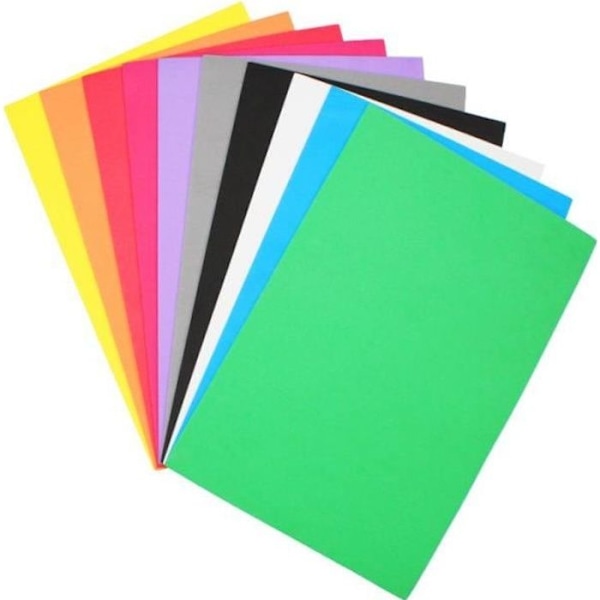 EVA-skumblad - Sodertex - Flera färger - 2 mm - 30 cm x 20 cm - Förpackning om 10 Gul, orange, röd, fuchsia, lila, gr