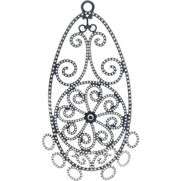 Filigranestämpel - MÉGACRÉA - Ova - Silverpläterad - Antiallergisk - 40 x 22 mm
