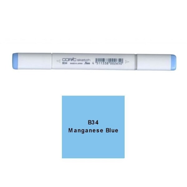 Markör - COPIC - Sketch - B34 Manganesblå - Penselspets - Oblekbar - Professionell B34 Blå Mangan