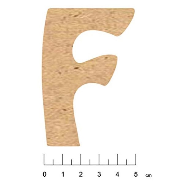 Träbokstäver MDF med klister 7,5cm Bokstav F kastanj