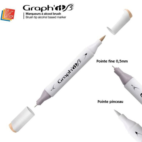 Graph'IT Brush Marker Alcohol Marker från Graph'IT - Basic Brown - Dubbel spets - Fin Basic Brun