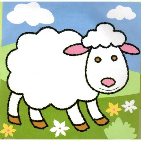 Kit Canevas - Pénélope - Mouton - 14 x 14 cm - Nål inkluderad - Tråd 100% bomull Vit