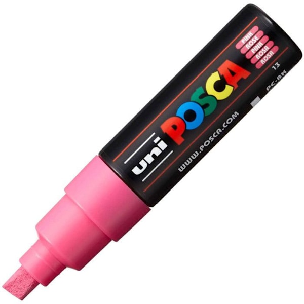 POSCA Marker Stor Mejselspets Rosa - Vattenbaserad färg - Plast - Linjebredd 8 mm Rosa