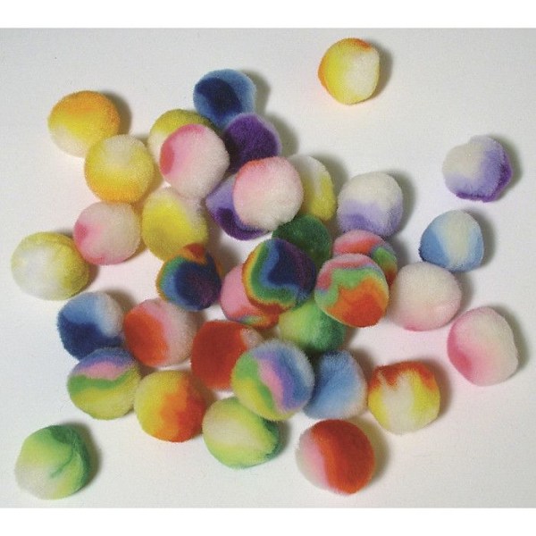 Pompons Assortiment Regnbåge 2,5 cm 35 stycken