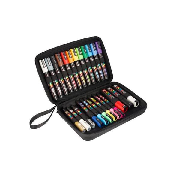 Mallette Posca svart 24 assorterade markörer blandad