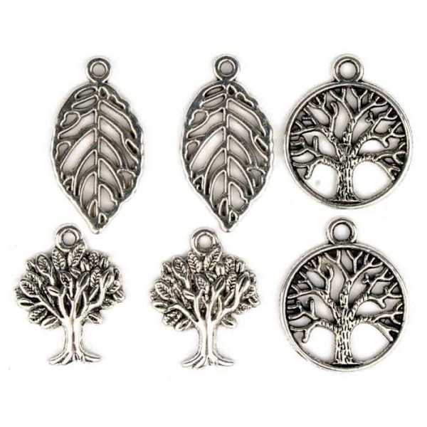 Breloques - MegaCrea - Natur Silver - 17 till 24 mm - 6 st - Mixad pengar