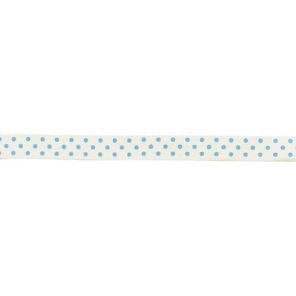 MégaCréa DIY - Blå prickig bomullsband 1,5 cm x 2 m Blå