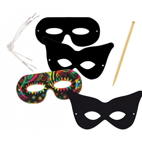 Skrapmasker - Ej specificerat - 4 masker - Flerfärgad - Roligt för barn - Papper