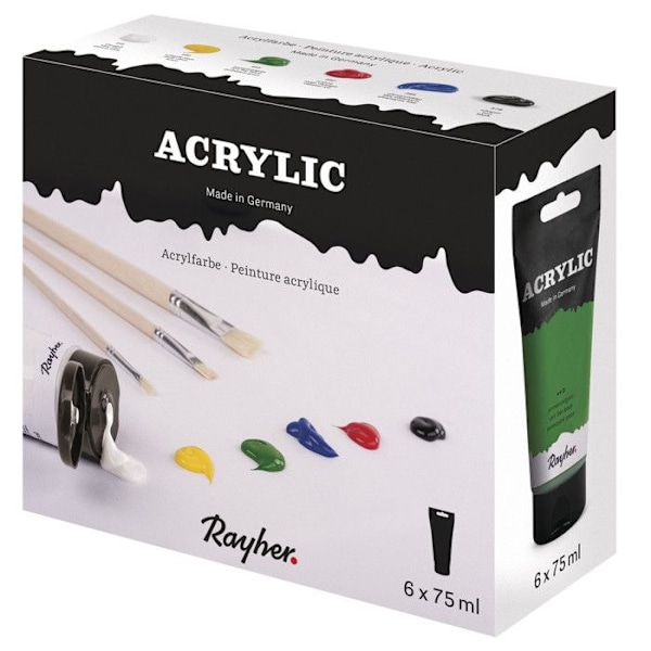 Akrylfärger set 6 färger 75ml 6 akrylfärger