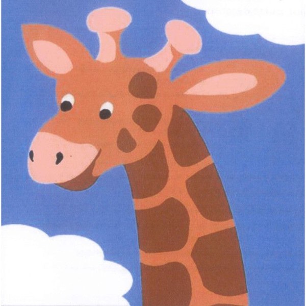 Kit canvas - Seg - Vit tyg - Giraff - 20x20cm - Tryckt grovt hål
