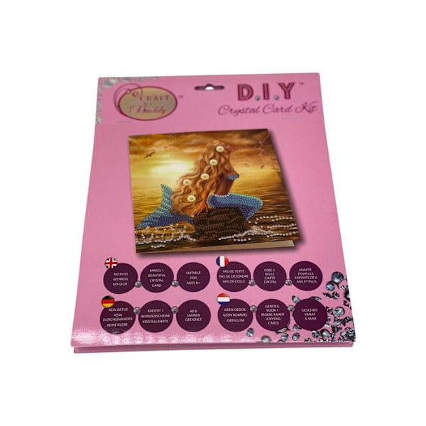 Kit för diamantbroderi 18x18cm Sjöjungfru Flerfärgad