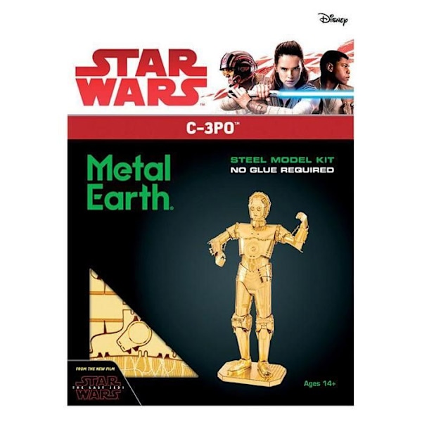 Star Wars gyllene C-3PO metallmodell - METAL EARTH - Metall byggbar modell - Star Wars licens Gul