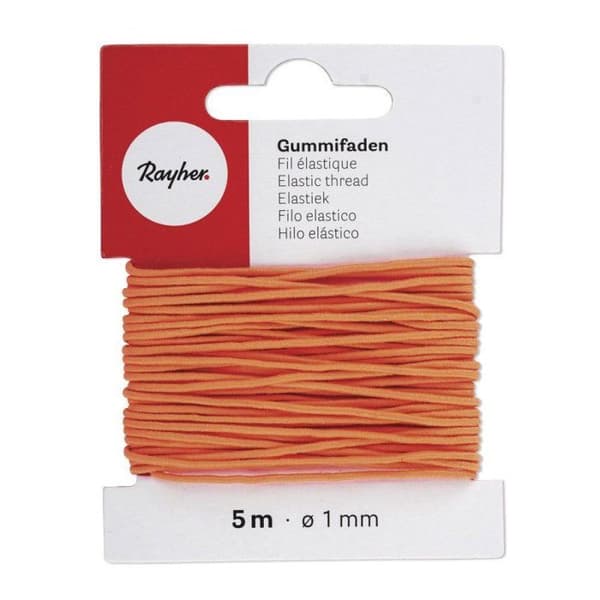 Elastisk tråd, 1mm kort 5 m, orange Apelsin