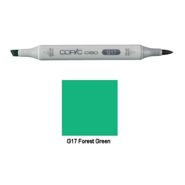 Markör - COPIC - Ciao - Grön G17 Forest Green - Penselspets - Oföränderlig Vert G17 Skoggrön