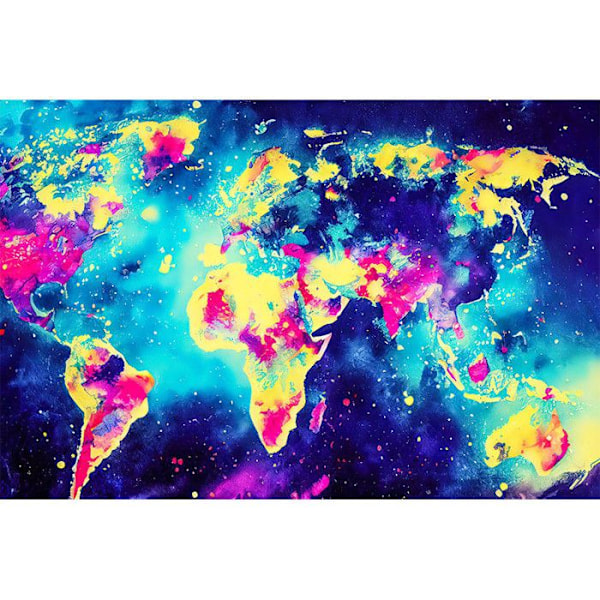 Diamantmålningssats - Världskartmodell - Planisphere - 60x40cm Flerfärgad