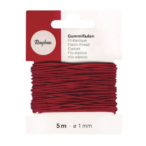 Elastisk tråd, 1mm kort 5 m, röd Röd