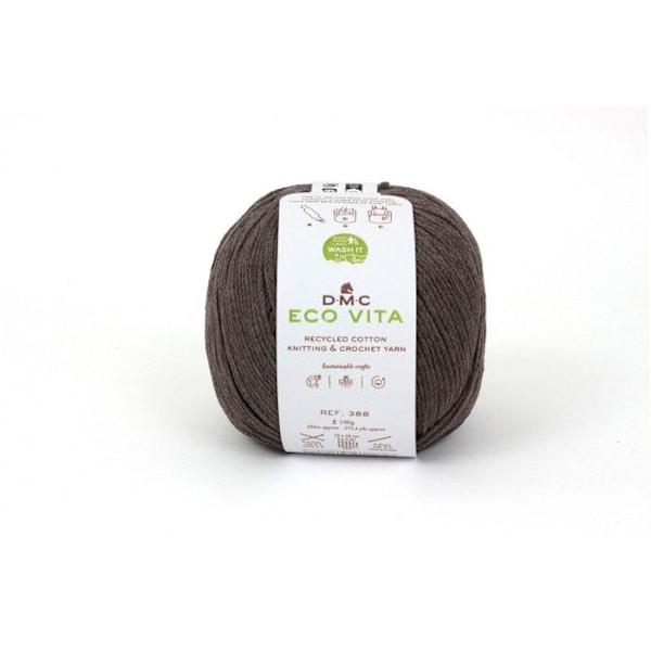 Eco Vita Återvunnet bomullsgarn 3mm 100g Stickning och Virkning Col. 011 brun Färg nummer 011
