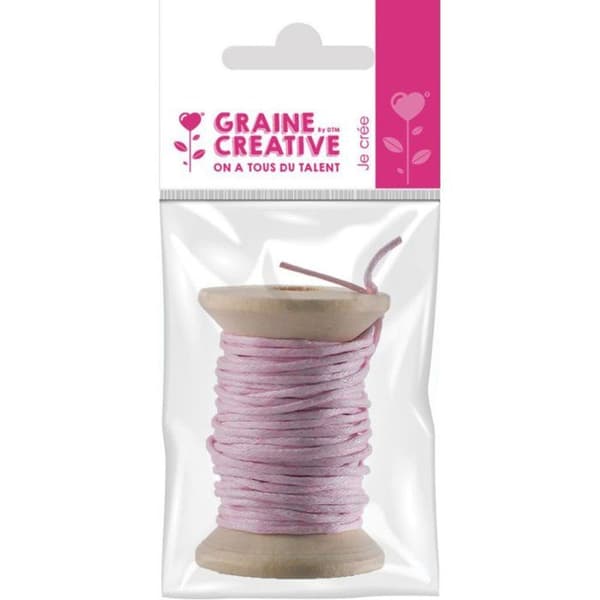 Graine Créative - Vaxad bomullssnöre Rosa 5m Ros