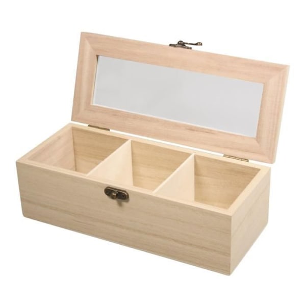 Telåda - Ej specificerad - 3 fack - Massivt trä - 21,5 x 9 x 7 cm - Anpassningsbar