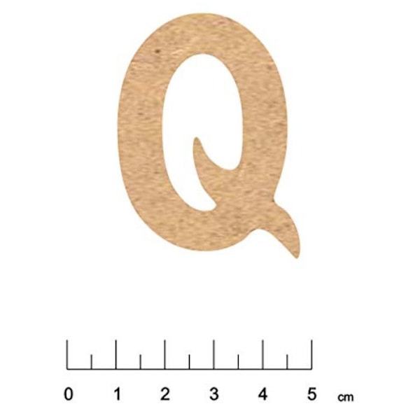 MDF-klisterbokstäver 5 cm Bokstav Q kastanj
