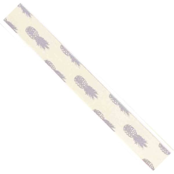 MégaCréa DIY - Tryckt bomullsband Ananas grå 1,5 cm 2 m Grå