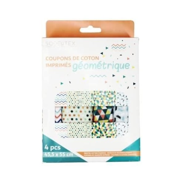 Tygkupong - SODERTEX - Geometriskt tryck - 45,5 x 55 cm - 100 % bomull - Kreativ fritid