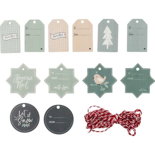 Julklappsetikett 4 till 7cm 12 stycken