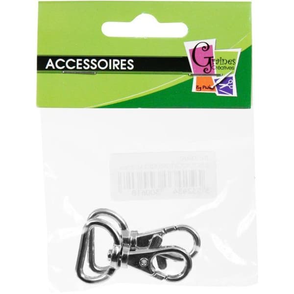 Graine Créative - Metallkarbinhakar 42x25 mm 2 stycken Krom