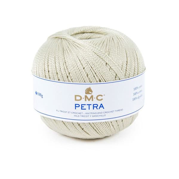 Kula av ull - 100% bomull - Grå - 54003 - DMC - Petra - Storlek 5 Grå