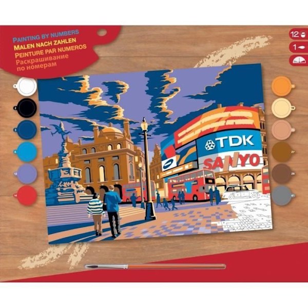 Måla efter nummer - London Piccadilly - 30 x 40 cm - Akryl - Flerfärgad - Vuxen Akryl