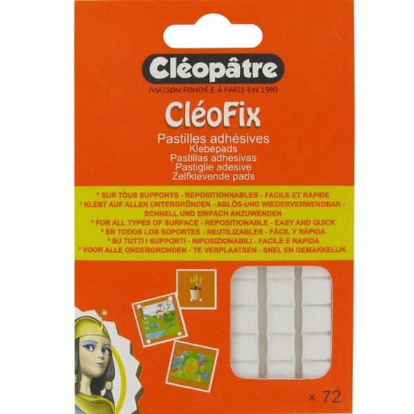 Flyttbar självhäftande suddgummi - CLÉOPATRE - Cléofix - 84 tabletter - Återanvändbar - Spårlös