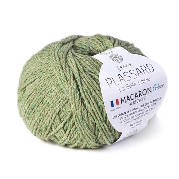 Pelote återvunnen Macaron Plassard Made in France Ljusgrön Col. 70 Pale Green Col. 70