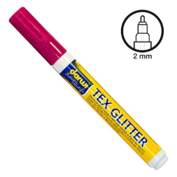 Felttusch för tyg Karmin glittrig glitter karmin