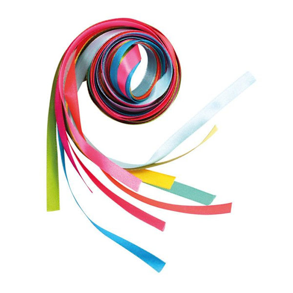 Satinpolyesterband 80 cm x 9 mm Assortiment av 10 färger Sortiment av 10 färger