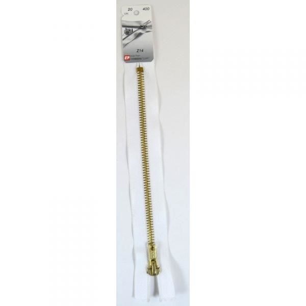 Ej separerbar metalldragkedja (Z14) - 20 cm 400 Vit