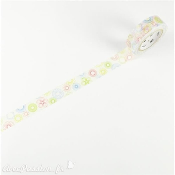 Maskeringstejp flerfärgade rosetter washi självhäftande papperstejp 1,5 cm x 10 m Flerfärgad