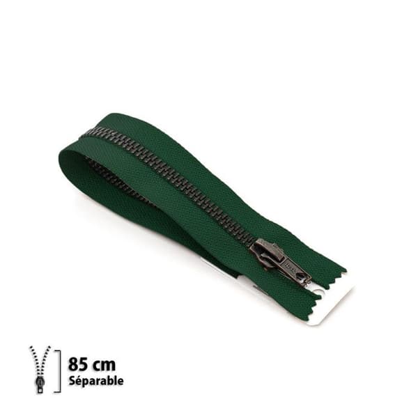 Fermeture éclair Z19 - mässing Separabel 6mm - 85 cm grön lav