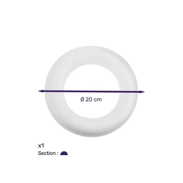 Platt ring av polystyren, 20 cm Vit