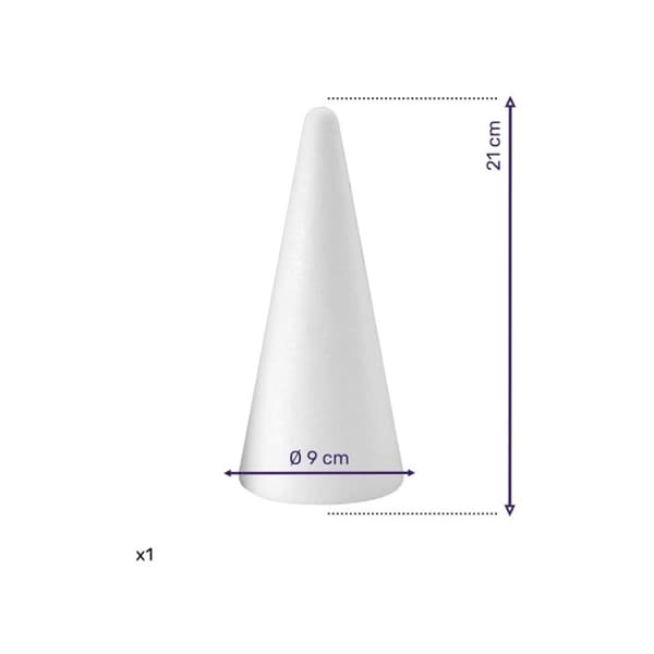 Polystyrenkoner, massiva, höjd 21 cm Vit