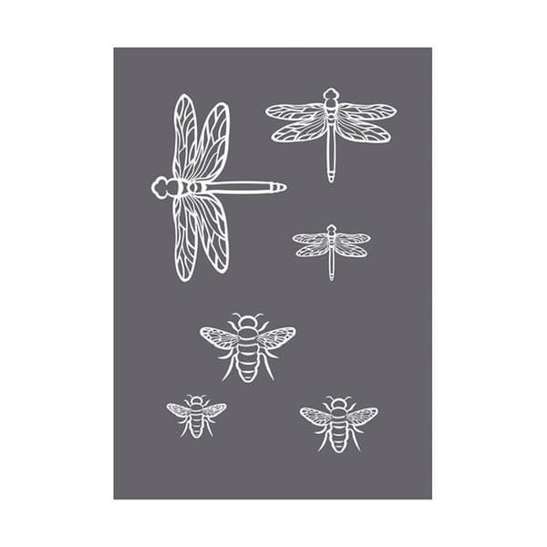 Insekter A5 screentryck stencil Grå