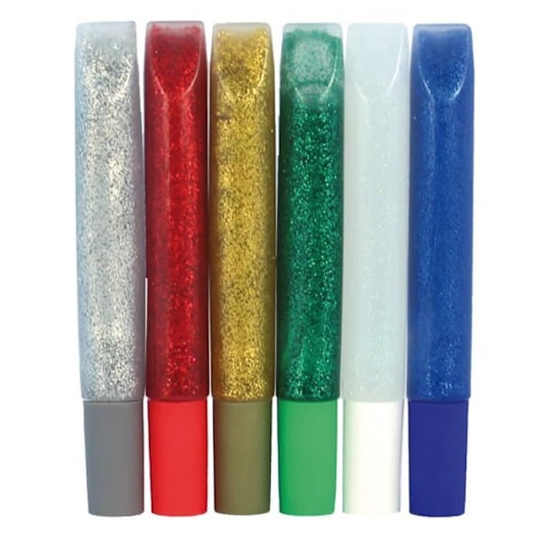 Glitterlim - Reva - Förpackning med 6 rör - Flerfärgad - 10,5 ml per rör mångfärgad