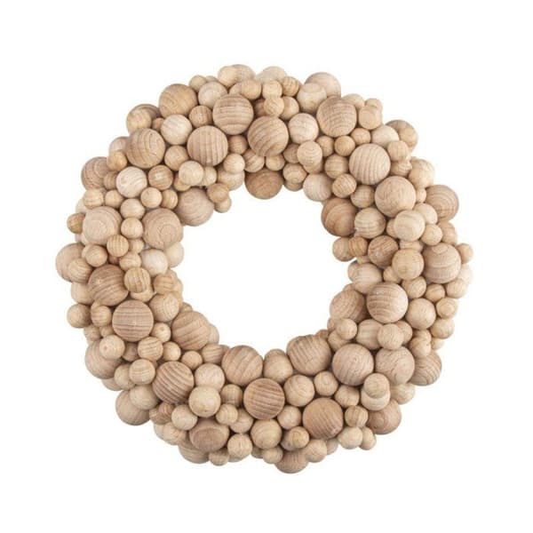 Kit: Krona av träkulor, 20cm ø, 290 kulor + 1 polystyrenring 17cm, 1 st